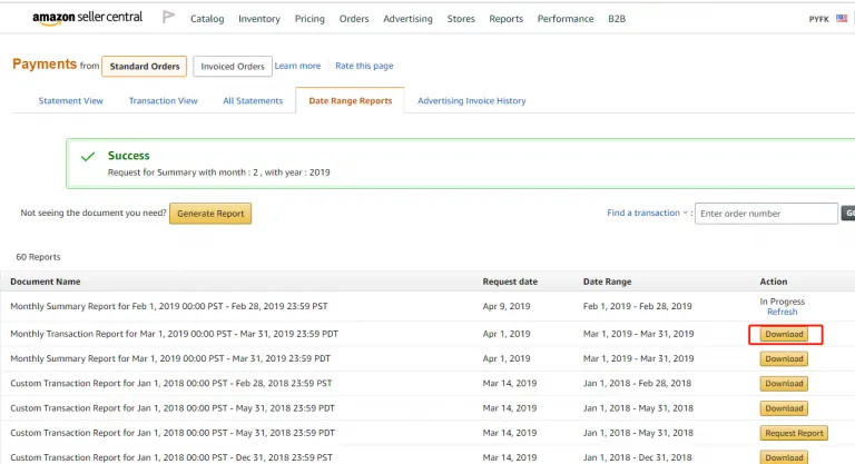 Visual example for Step 1: Click [ Payments ] under [ Reports ] Step 2:Click [ Date Range Reports ] Step 3:Click [.