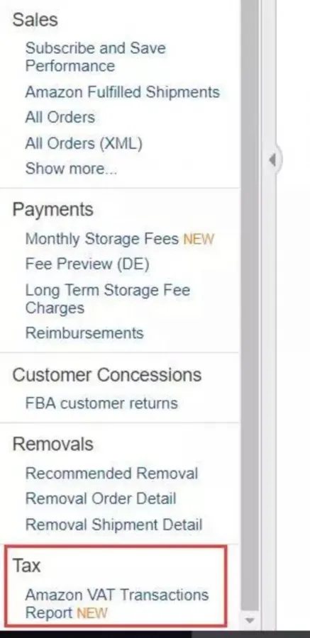 Visual example for Let’s introduce how to download the VAT Transactions Report.