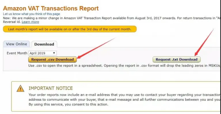 Visual example for Let’s introduce how to download the VAT Transactions Report.