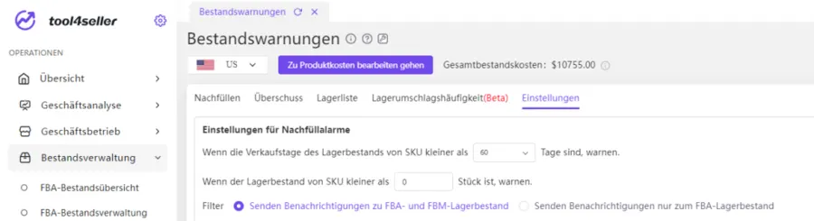 Visual example for Was ist zu tun, wenn der LBI unter der Schwellengrenze liegt.
