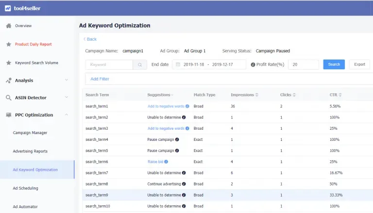 Visual example for 3. Continue to add wrong or money-wasting keywords to negative keywords