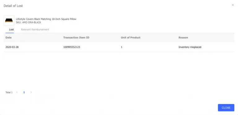 Visual example for These data come from Seller Central’s Inventory Adjustments report and Reimbursements report.