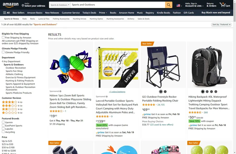 Visual example for 1. Sports and Outdoors