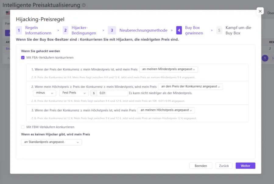 Visual example for Durch das Einstellung von Preisregeln auf Tool4seller können Sie einen Preis einstellen, der.