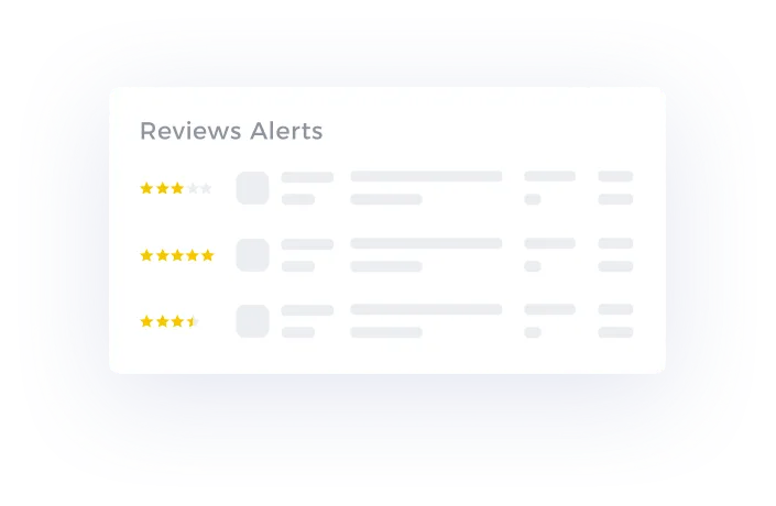 Review alerts dashboard showing rating changes