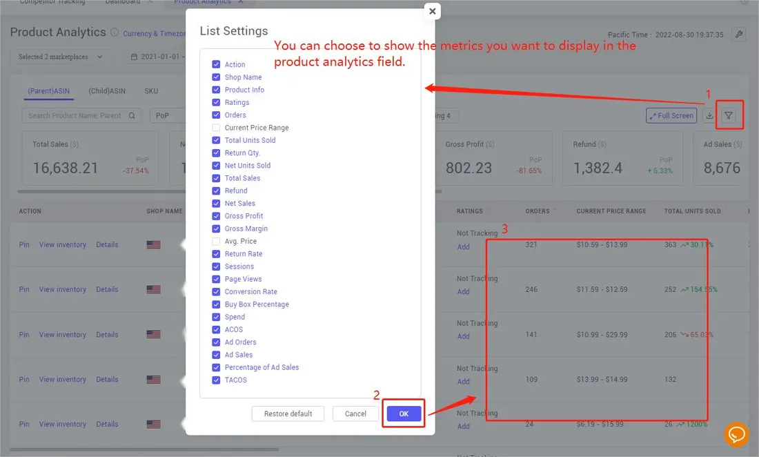 Tool4seller screenshot for 1. How to make use of "Product Analytics".