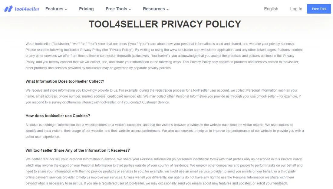Tool4seller screenshot for Last, read tool4seller Privacy Policy and Terms of Use .
