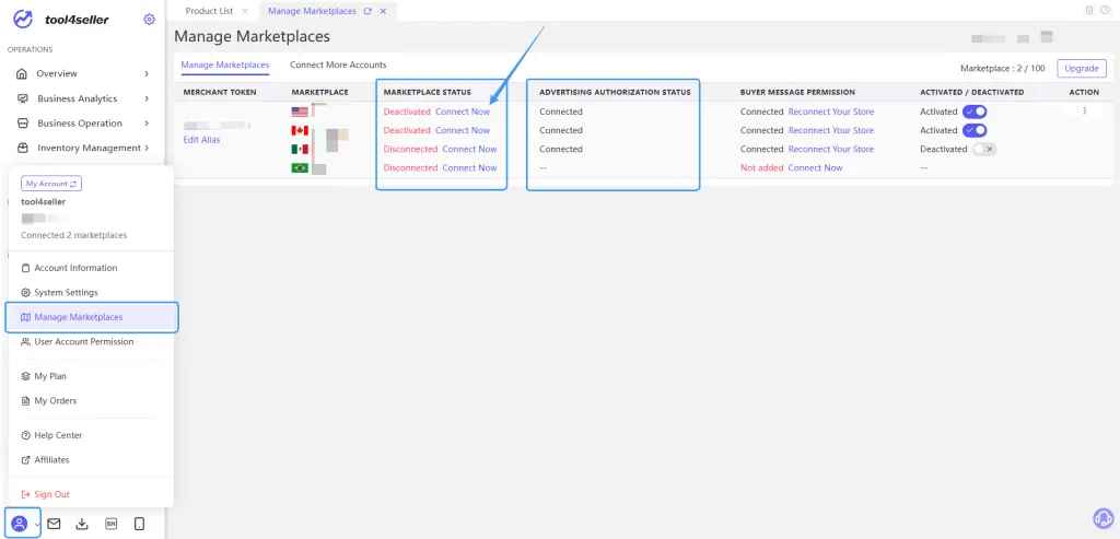 Tool4seller screenshot for Install the Extension and Authorize Your Store & Ads