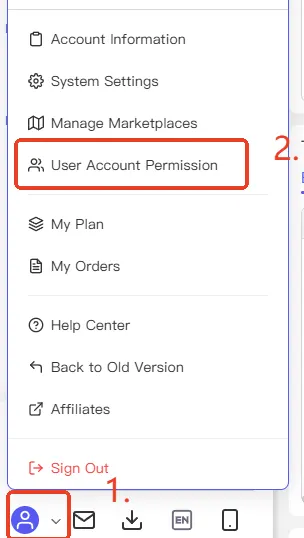 Tool4seller screenshot for 1.Click on the avatar in the bottom left corner of the interface to open the system interface.