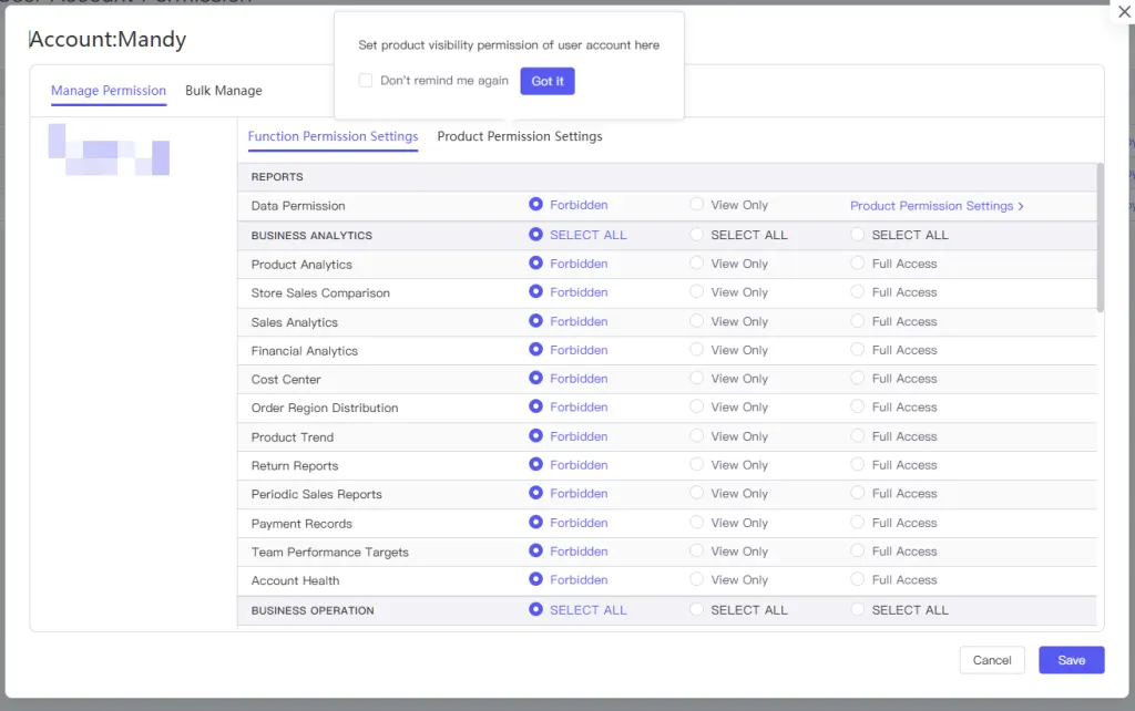 Tool4seller screenshot for 3.Once added successfully, the corresponding user account will appear in the list below. Make.