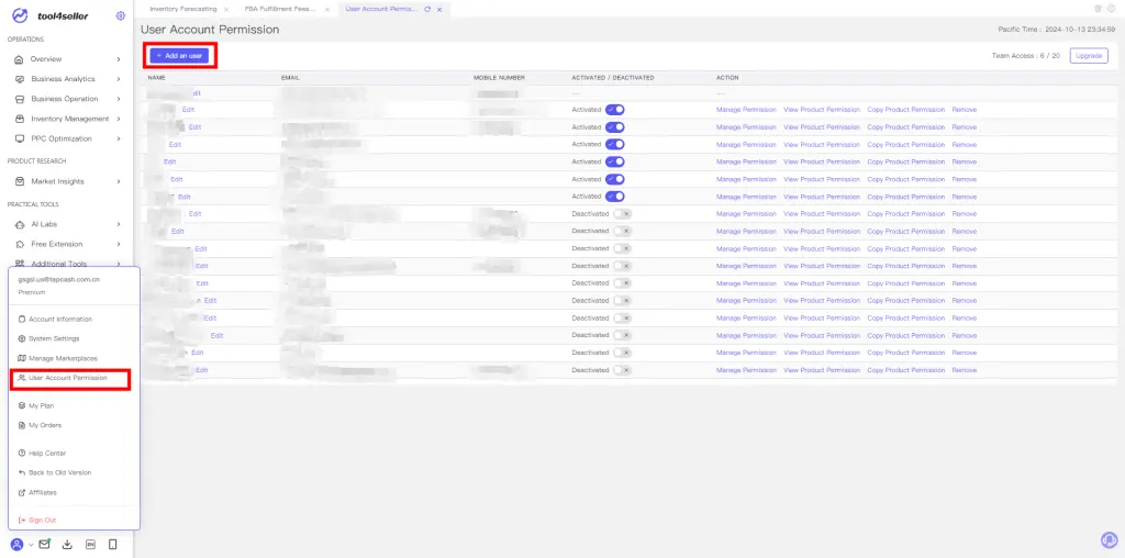 How to manage user account