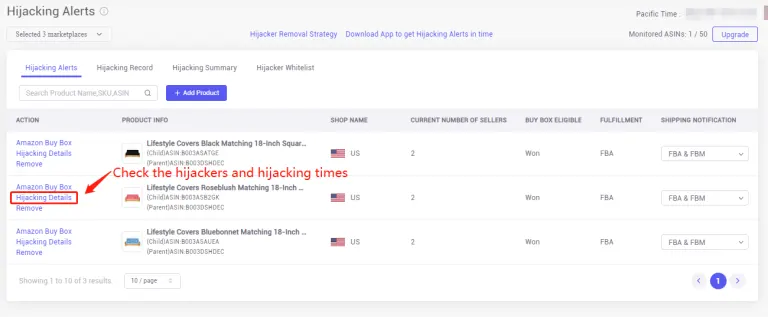 Tool4seller screenshot for 1. How to monitor your products from hijacking.