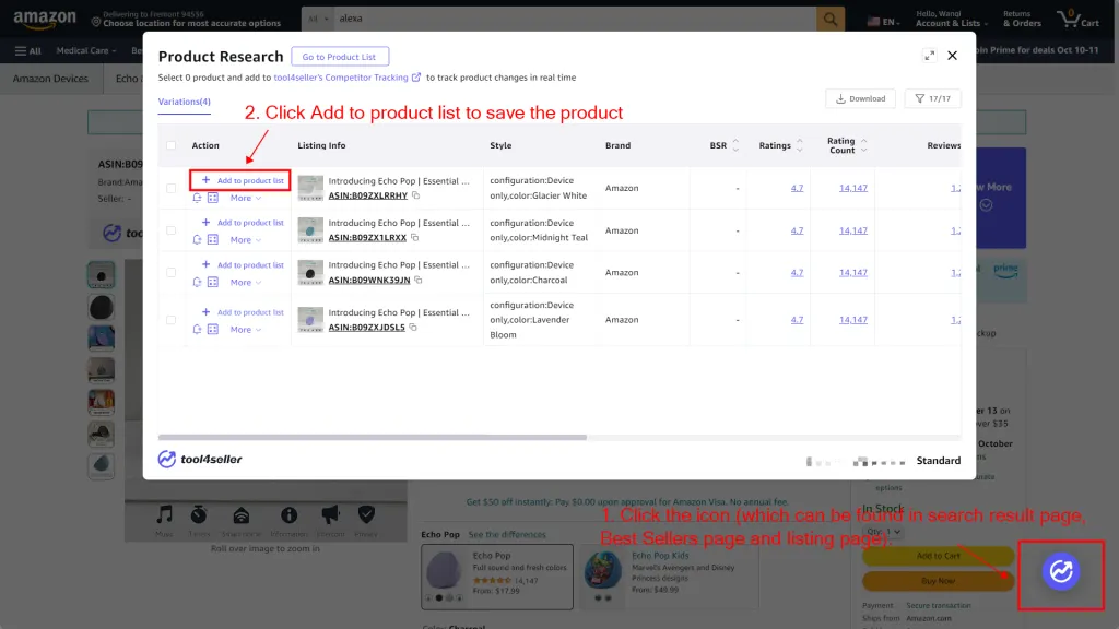 Tool4seller product list for product research