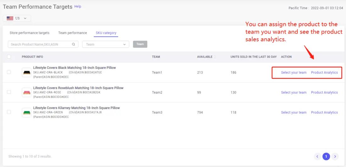 Tool4seller screenshot for 4. On the "SKUs category" page, you can add one or input SKUs to multiple teams in bulk.