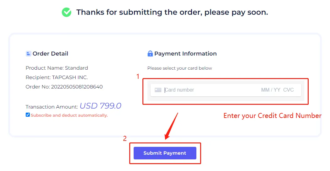 Tool4seller screenshot for Last, fill in the billing information and credit card number to upgrade your plan and get more.