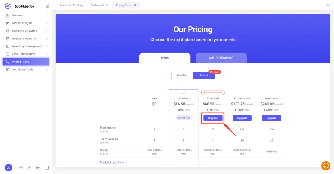 How to upgrade my current subscription