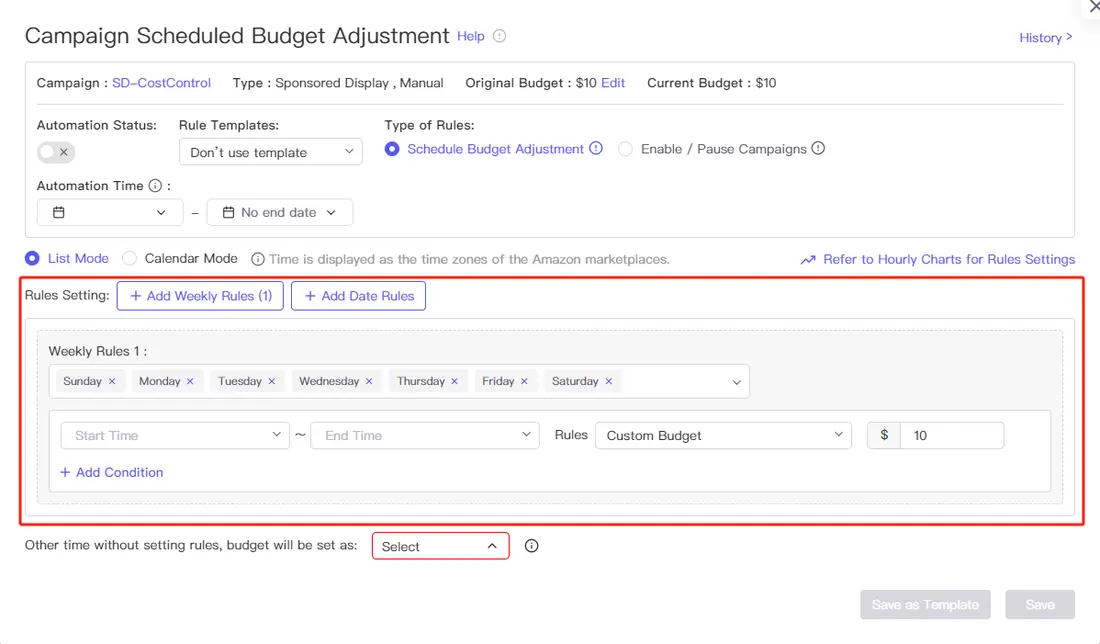 Tool4seller screenshot for Schedule Budget Adjustment