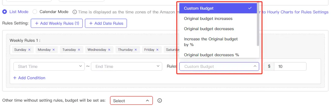 Tool4seller screenshot for Schedule Budget Adjustment