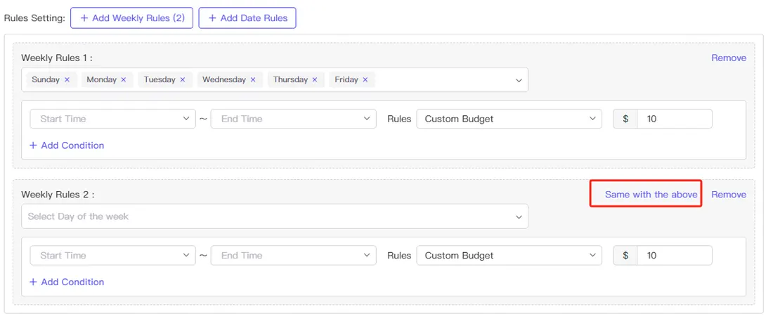 Tool4seller screenshot for Schedule Budget Adjustment