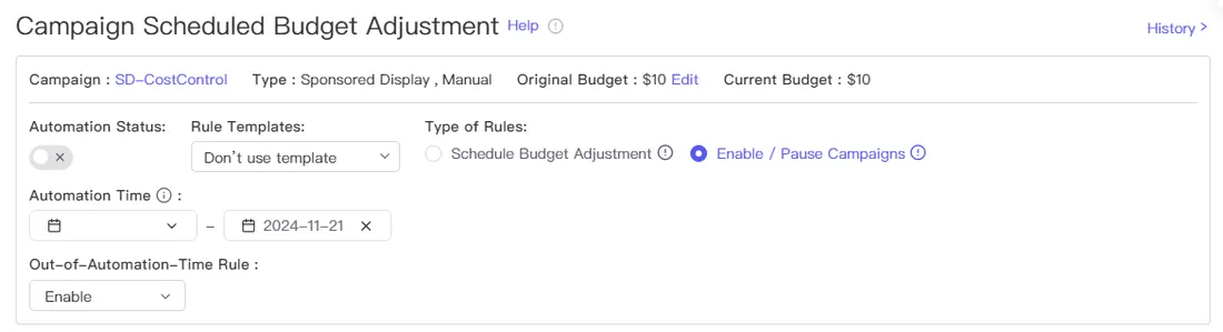 Tool4seller screenshot for Enable / Pause Campaigns