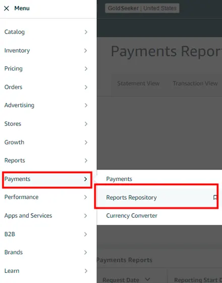 Tool4seller screenshot for A. Data is sourced from Amazon's Date Range Report. Access path in Amazon Seller Central.