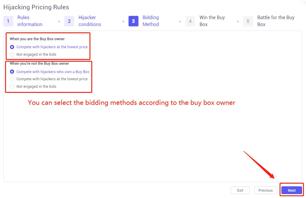 Tool4seller screenshot for 1. How to add the repricing rules for hijacking other listings or protecting your own.