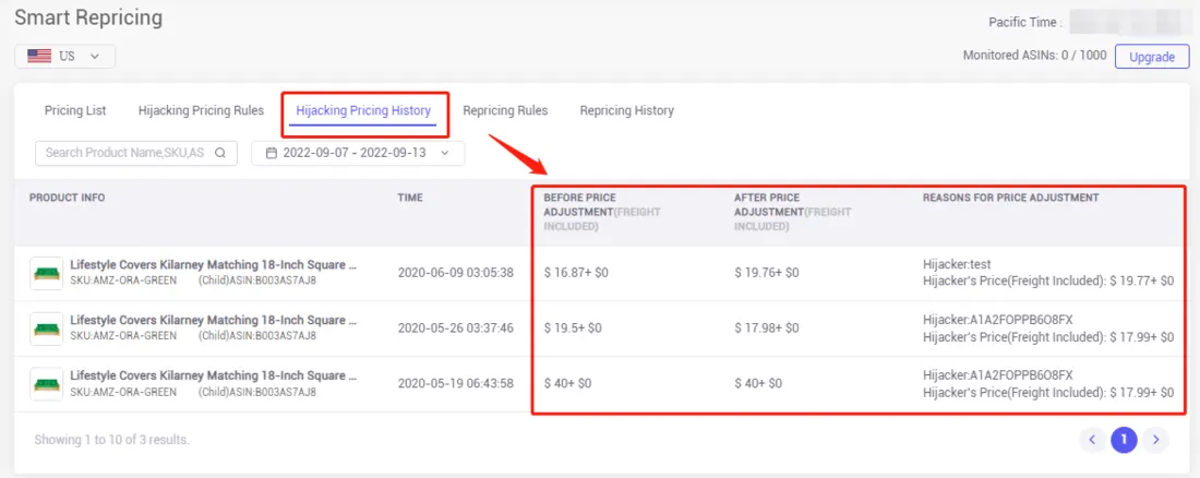 Tool4seller screenshot for 1. How to add the repricing rules for hijacking other listings or protecting your own.