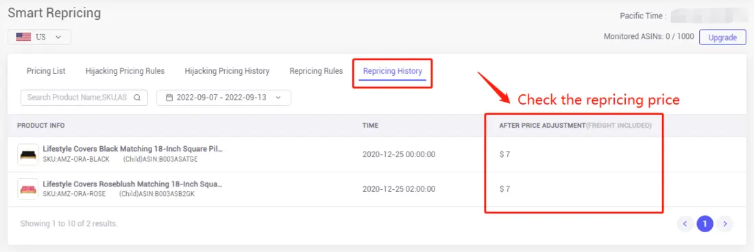 Tool4seller screenshot for 2. How to add the repricing rules for dynamic repricing on the time schedule.