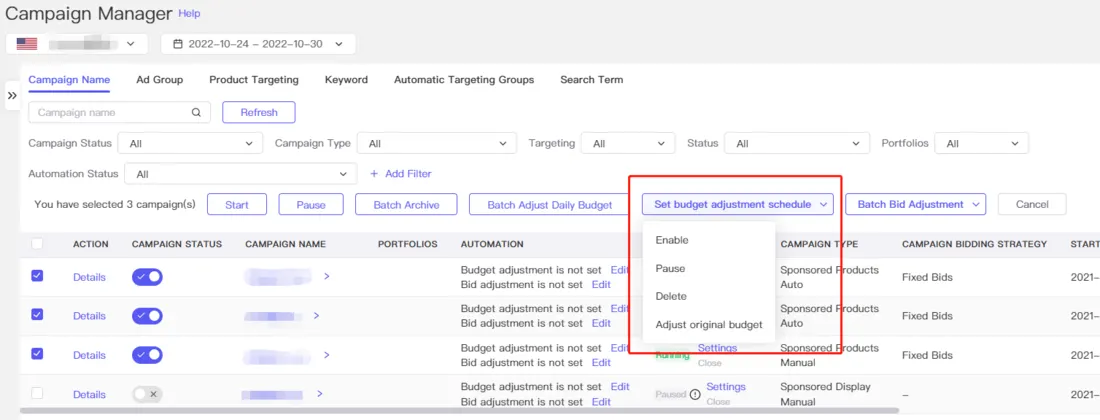 Tool4seller screenshot for Or you can manage multiple PPC campaigns.