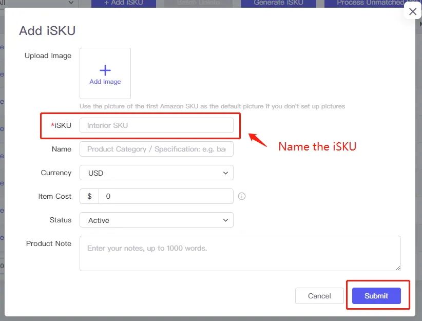 Tool4seller screenshot for 1.1 iSKU Management.