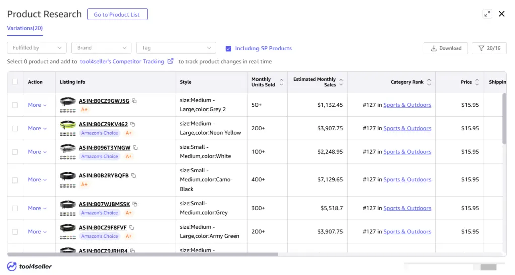 Floating product research entry
