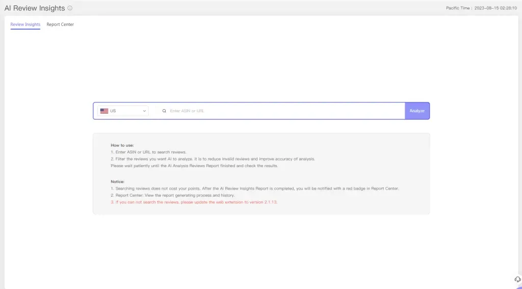Amazon Customer Review Insights interface.