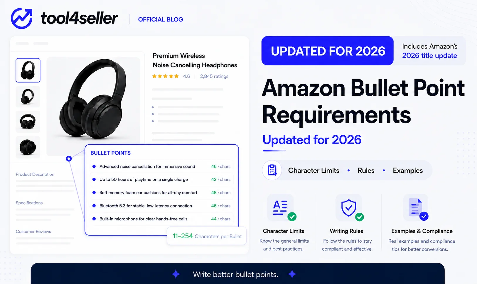 Amazon Bullet Point Requirements: Character Limits, Rules & Examples