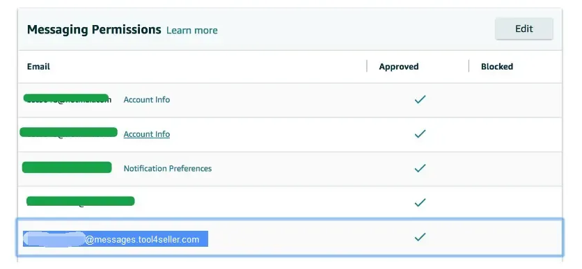 tool4seller interface showing After adding the email address, it will be synced to the email authorization page.Please do.