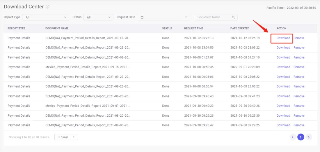 tool4seller interface showing There are "Settlement Status" and "Transfer Status" for a quick check.