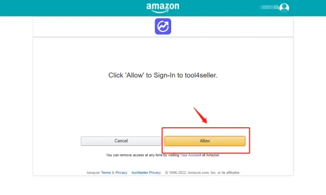 tool4seller connect my tool4seller account to my Amazon advertising account by PPC Token interface showing click 'Allow' to Sign-In to tool4seller and owcinemor scan ta.