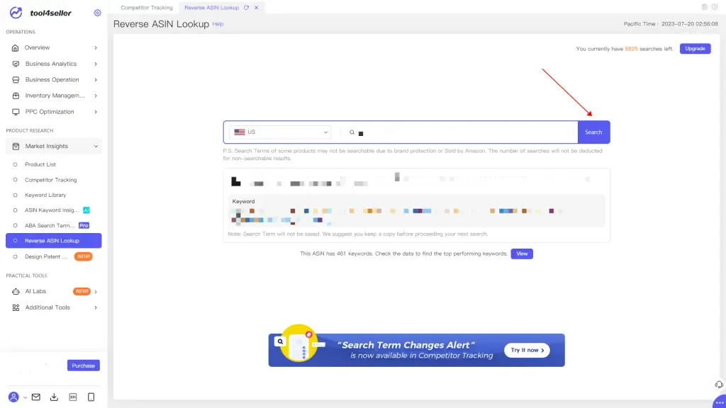 tool4seller interface showing How to find Amazon search terms.