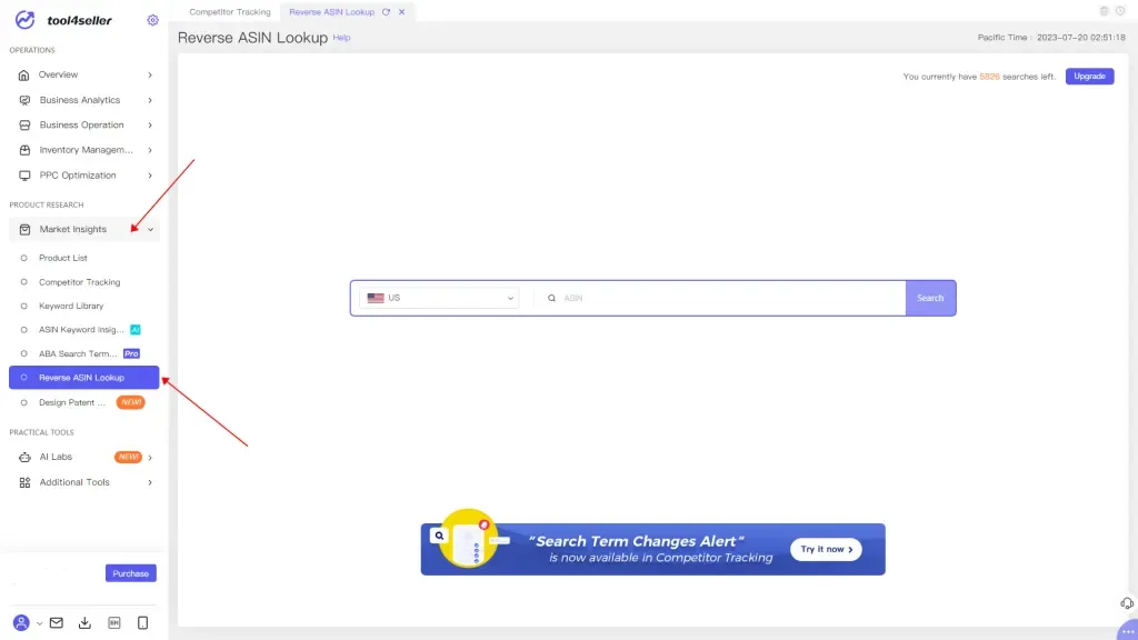 tool4seller interface showing Listing Optimization - tool4seller.