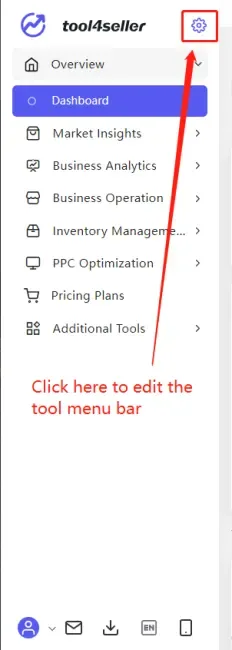 tool4seller register my tool4seller account interface showing market Insights and Business Analytics.