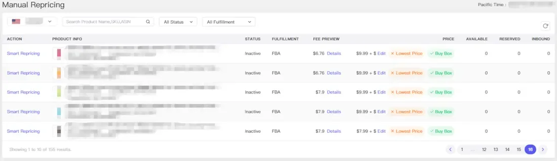 tool4seller reprice my products manually to stay competitive interface illustrating the "Manual Repricing" help you quickly edit the products' price manually and you can also create a smart repricing.