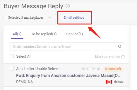 tool4seller set up emails for Buyer Message Reply to improve service interface illustrating log in to your tool4seller account and select the "Buyer Message Reply" tab.