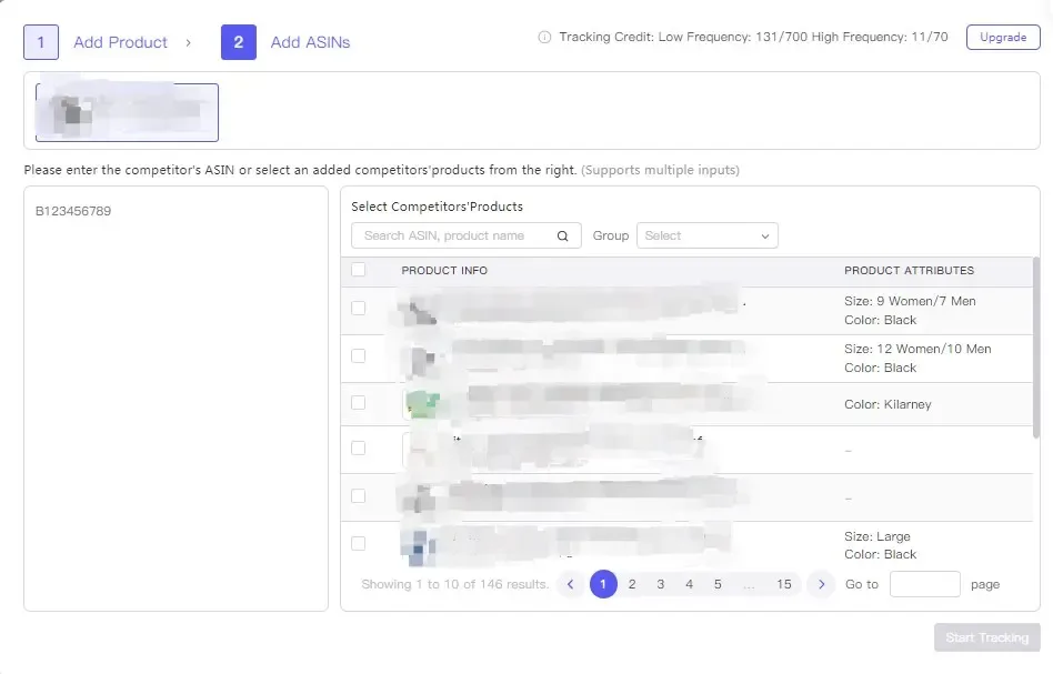 tool4seller Track Prices, BSR, and Rating Changes of Your Competitor with Competitor Tracking interface illustrating then associate products with competitors.