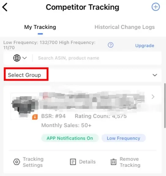 tool4seller Track Prices, BSR, and Rating Changes of Your Competitor with Competitor Tracking interface showing competitor Tracking and My Tracking.