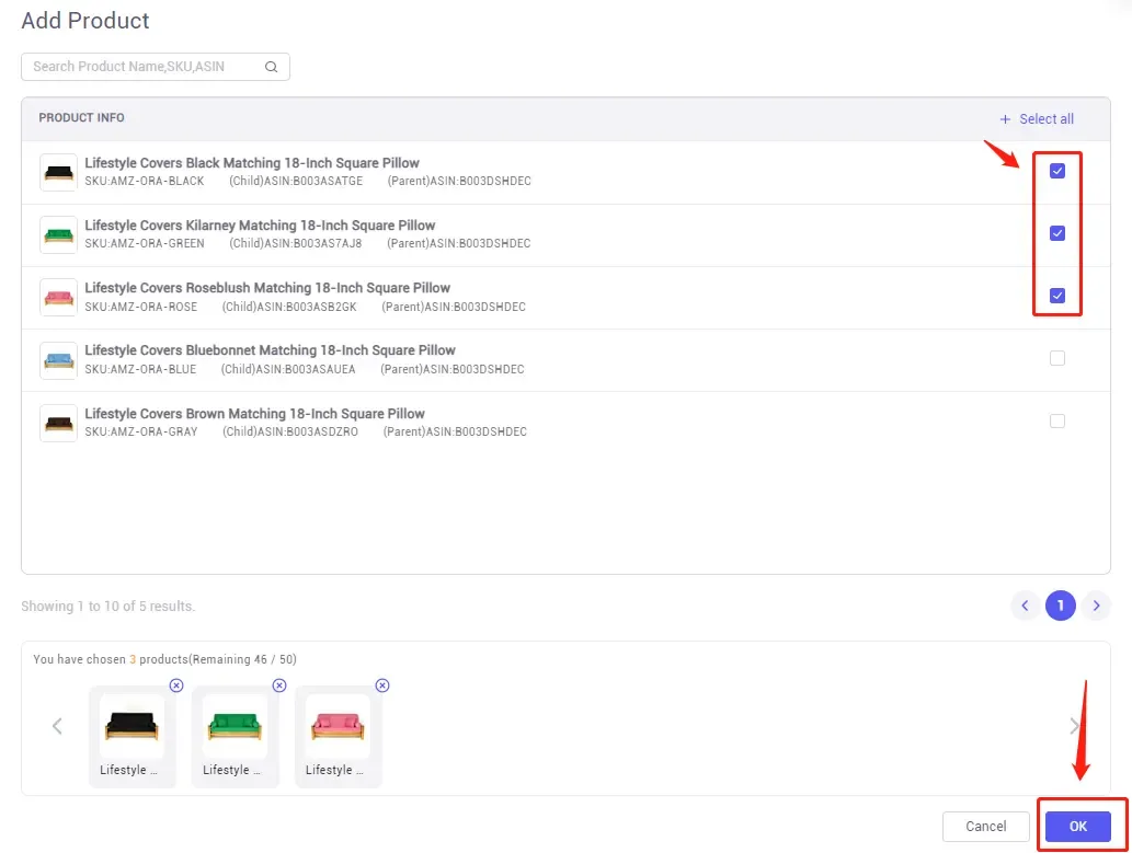 tool4seller Track Your ASIN and Competitors' Category Rank interface illustrating check the box and add the products you want to know their category rank.