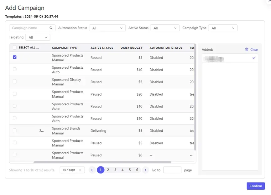 tool4seller use Automation Rules to streamline my PPC management interface showing add Campaign and Automation Status.
