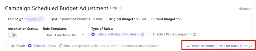 tool4seller use Campaign Scheduled Budget Adjustment to save costs interface illustrating if you are unsure about how to set up hourly rules, you can refer to the hourly charts.