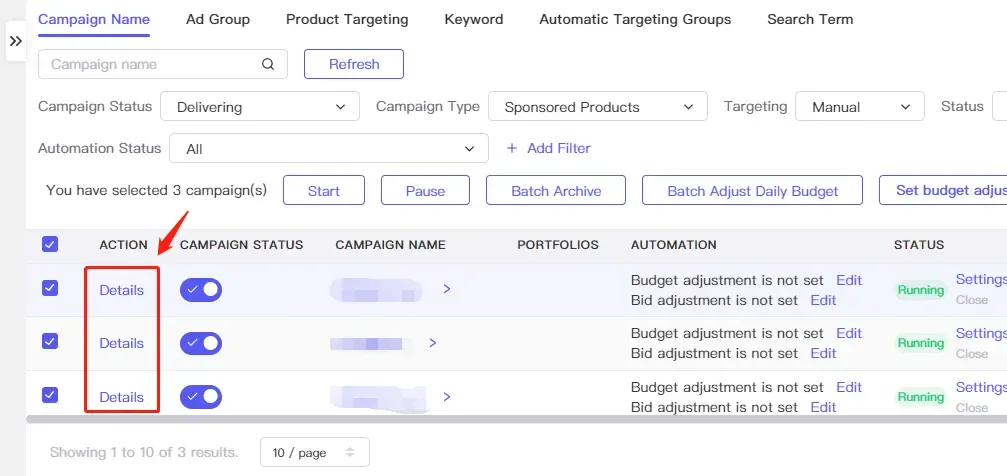 tool4seller interface showing On the right corner, you can download the current page data or refresh it.