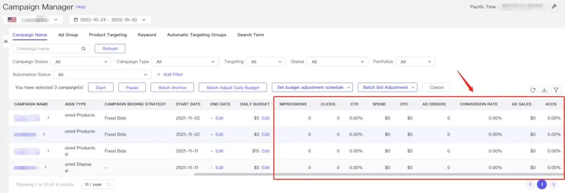 tool4seller interface showing It allows you to enable advertising budget adjustment or bid adjustment automation to multiple.