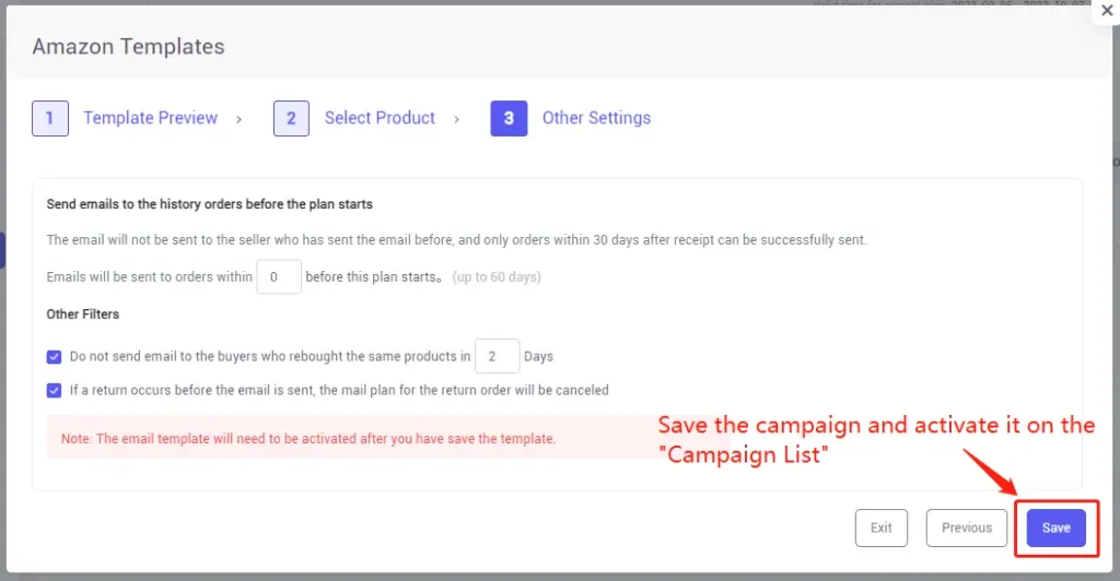 tool4seller use the Email Automation to request reviews and boost ratings interface showing Amazon Templates and Emails will be sent to orders within.