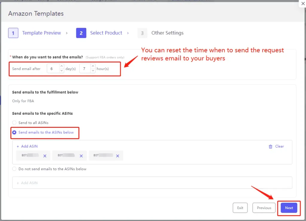 tool4seller use the Email Automation to request reviews and boost ratings interface showing Amazon Templates and Other Settings.